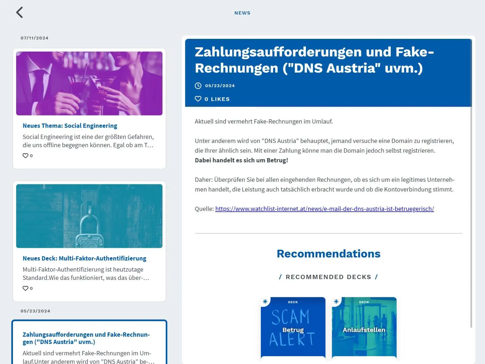 A screenshot of the Cyber101 news section